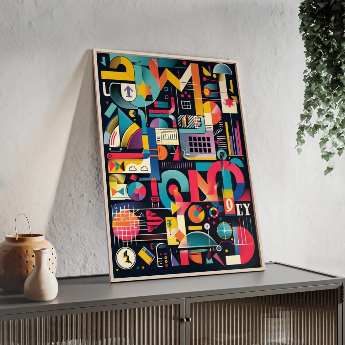 Colorful Statistics Art: A Vibrant Illustration Exploring Data Visualizations - Framed Poster