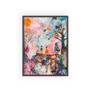 Children Under a Bare Tree Framed Poster