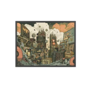 Retro Gadget Cityscape Framed Poster