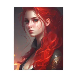 Red Haired Woman by Fire Canvas Print