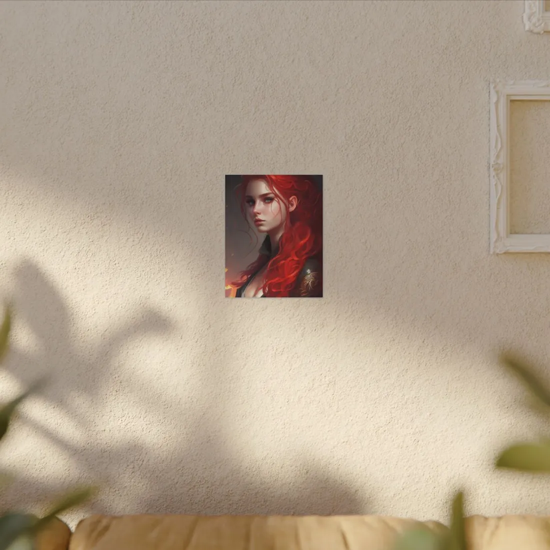 Composed Redhead: Elegant Portrait in Vibrant Red - Canvas
