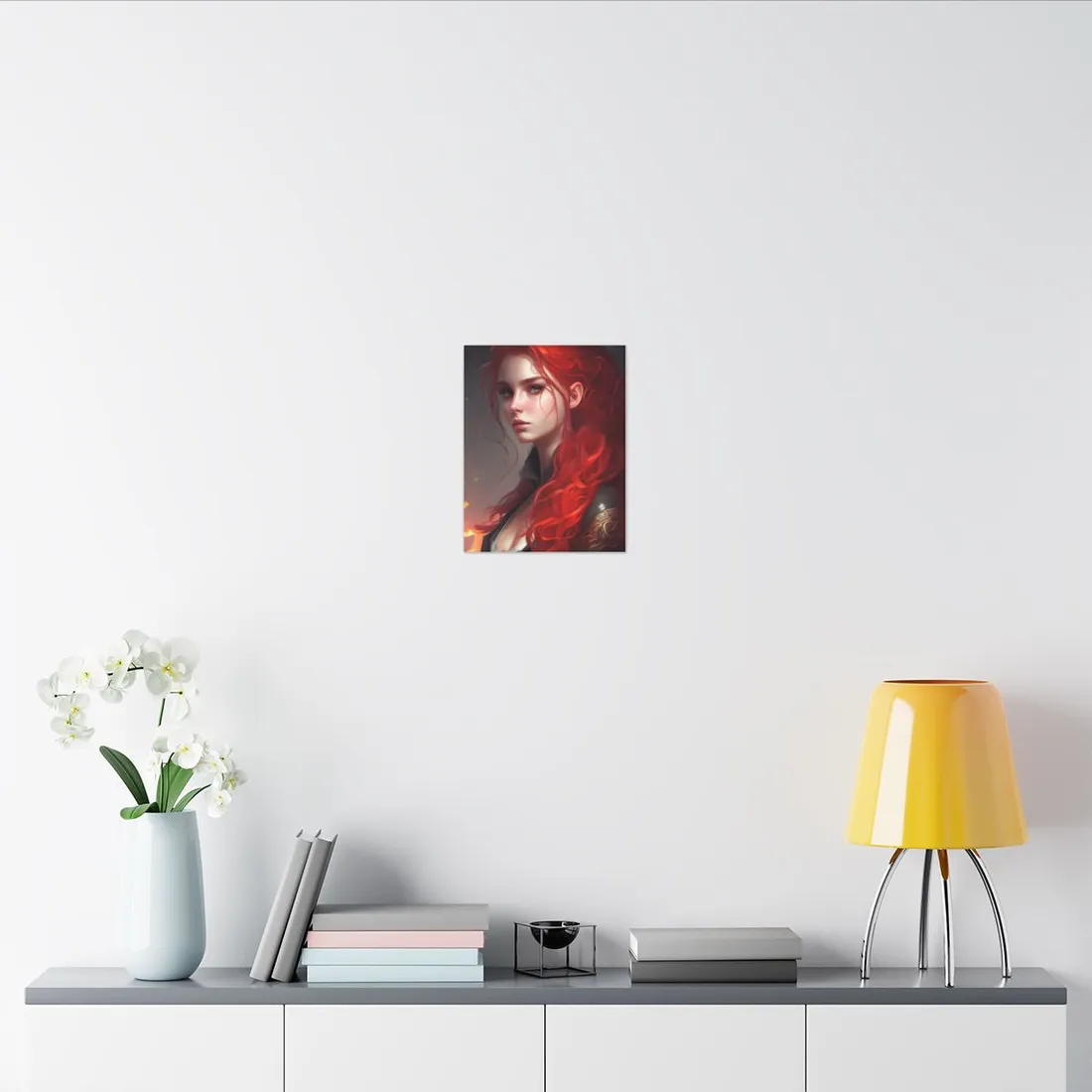 Composed Redhead: Elegant Portrait in Vibrant Red - Canvas