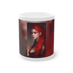 Red Haired Woman by Fire Mug