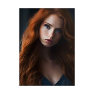 Woman with Long Red Hair, Navy Poster