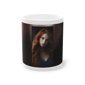 Woman with Long Red Hair, Navy Mug