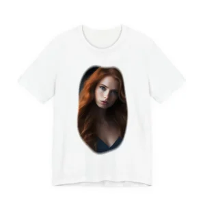 Woman with Long Red Hair, Navy T-Shirt