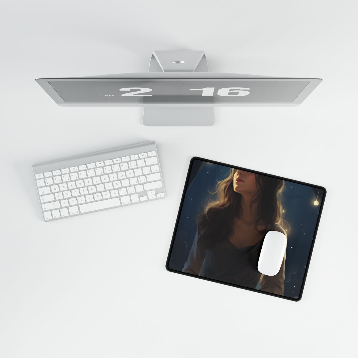 Contemplative Moment: A Person in Reflection - Dark Colored Portrait - Desk Mat