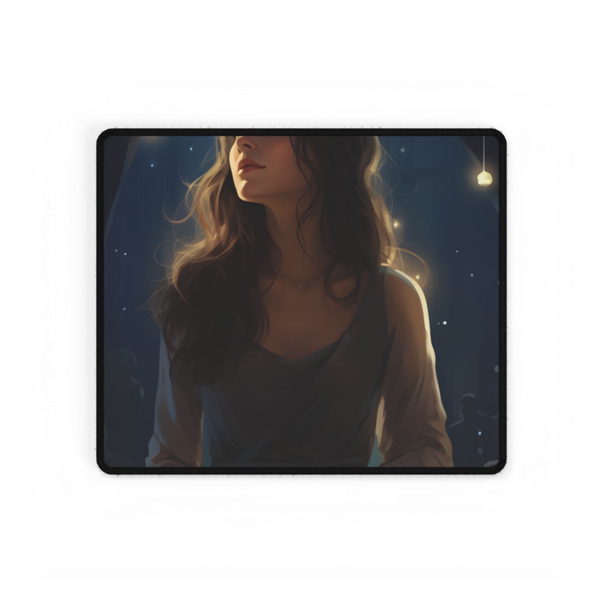 Contemplative Moment: A Person in Reflection - Dark Colored Portrait - Desk Mat