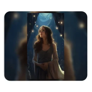 Woman Gazing Under Hanging Lights Mouse Pad