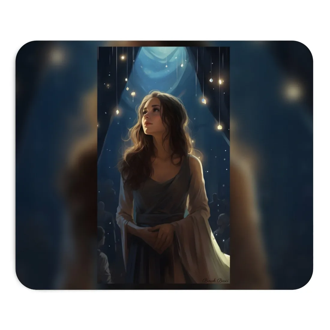 Contemplative Moment: A Person in Reflection - Dark Colored Portrait - Mouse Pad