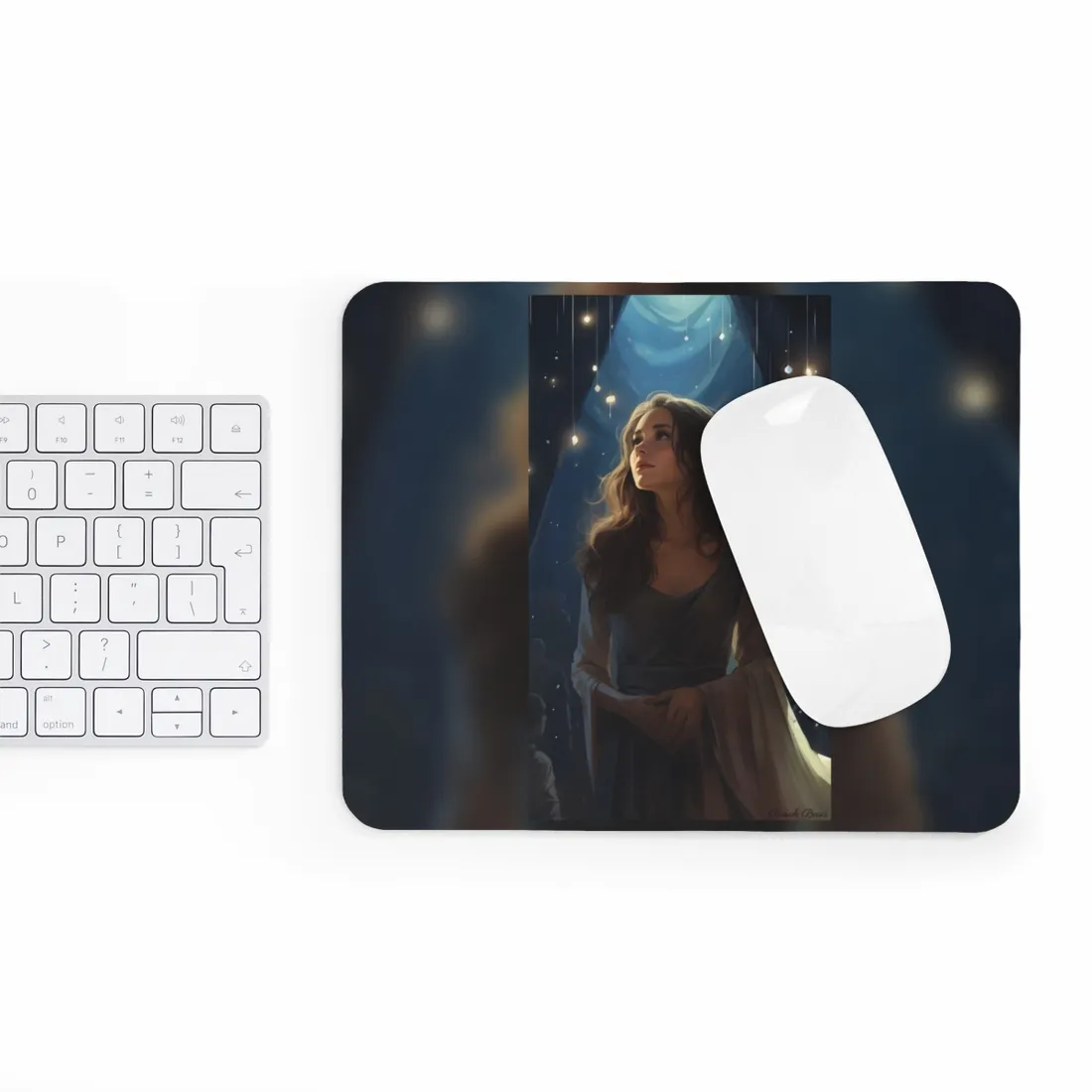 Contemplative Moment: A Person in Reflection - Dark Colored Portrait - Mouse Pad
