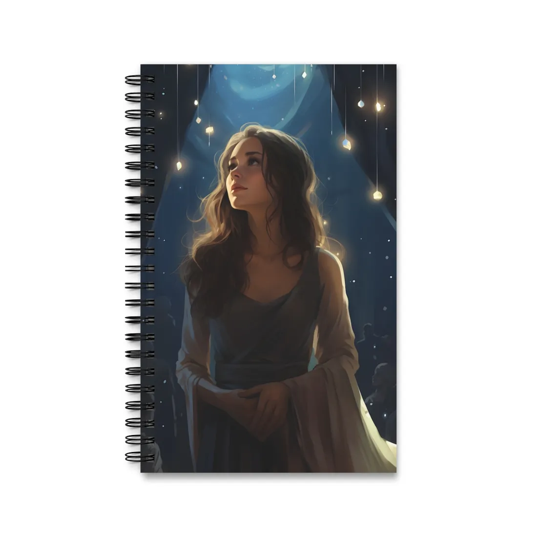 Contemplative Moment: A Person in Reflection - Dark Colored Portrait - Spiral Notebook