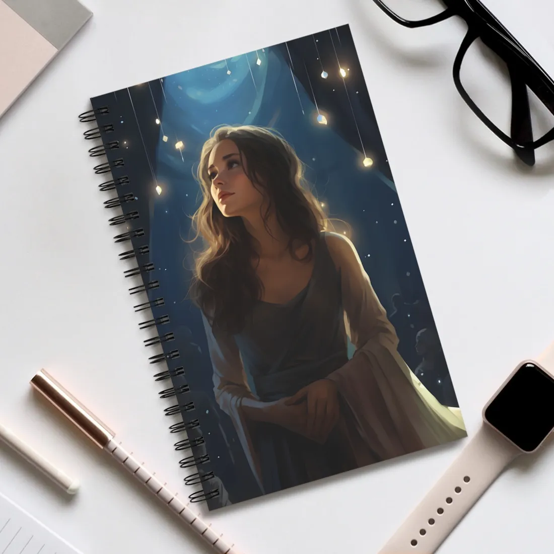 Contemplative Moment: A Person in Reflection - Dark Colored Portrait - Spiral Notebook