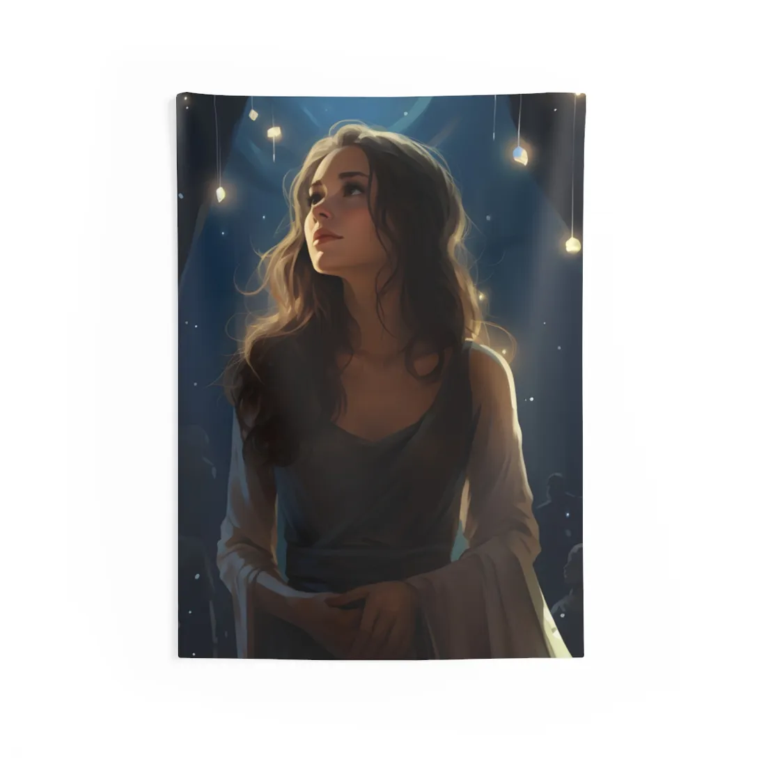 Contemplative Moment: A Person in Reflection - Dark Colored Portrait - Wall Tapestry