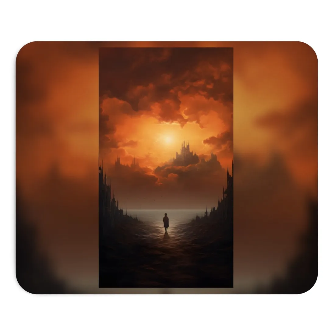 Contemplative Moment: Minimalist Portrait in Black and White - Mouse Pad