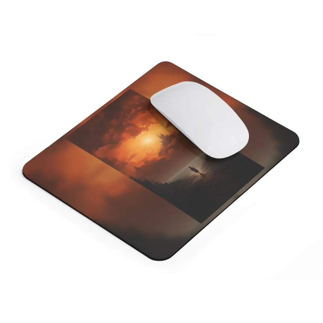 Contemplative Moment: Minimalist Portrait in Black and White - Mouse Pad