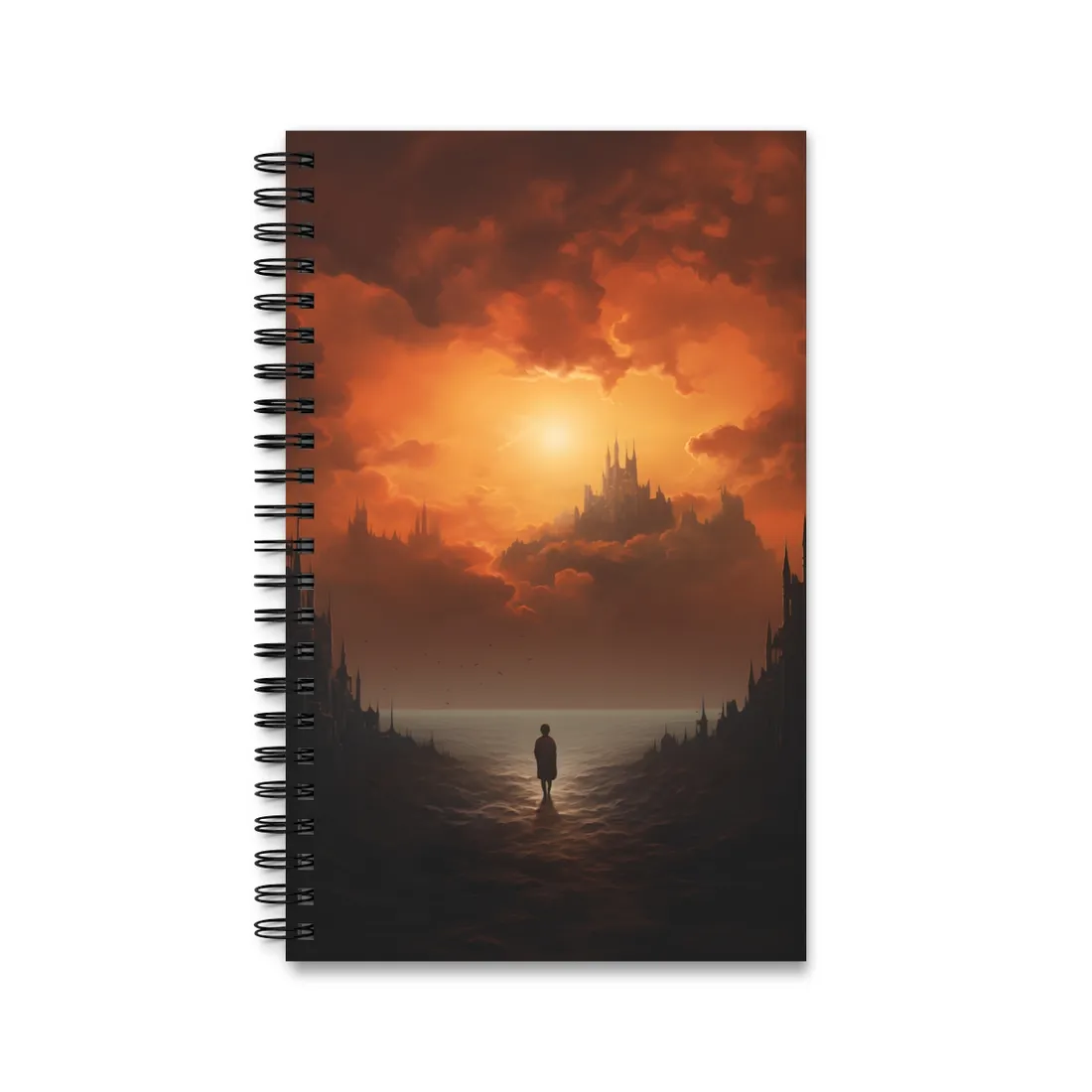 Contemplative Moment: Minimalist Portrait in Black and White - Spiral Notebook