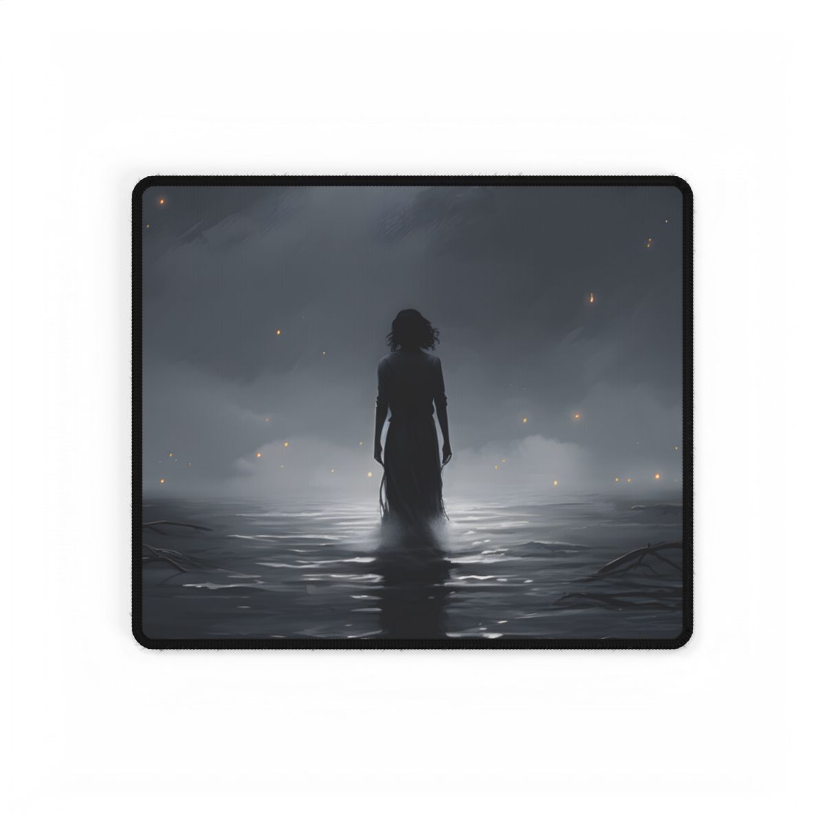 Cool White Sunglasses: Fashionable Black Lenses Artwork - Desk Mat