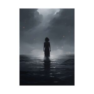 Woman Standing in Dark Water Poster
