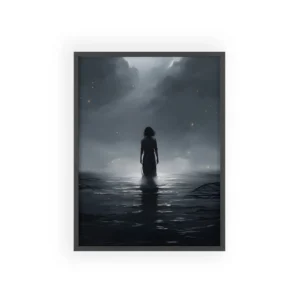 Woman Standing in Dark Water Framed Poster