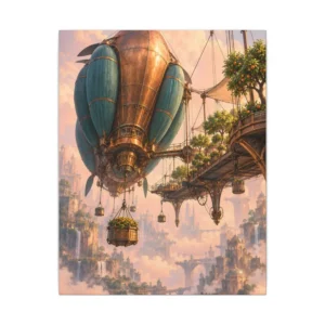 Airship Above Floating City Canvas Print