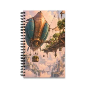 Airship Above Floating City Spiral Notebook