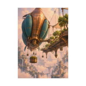 Airship Above Floating City Poster