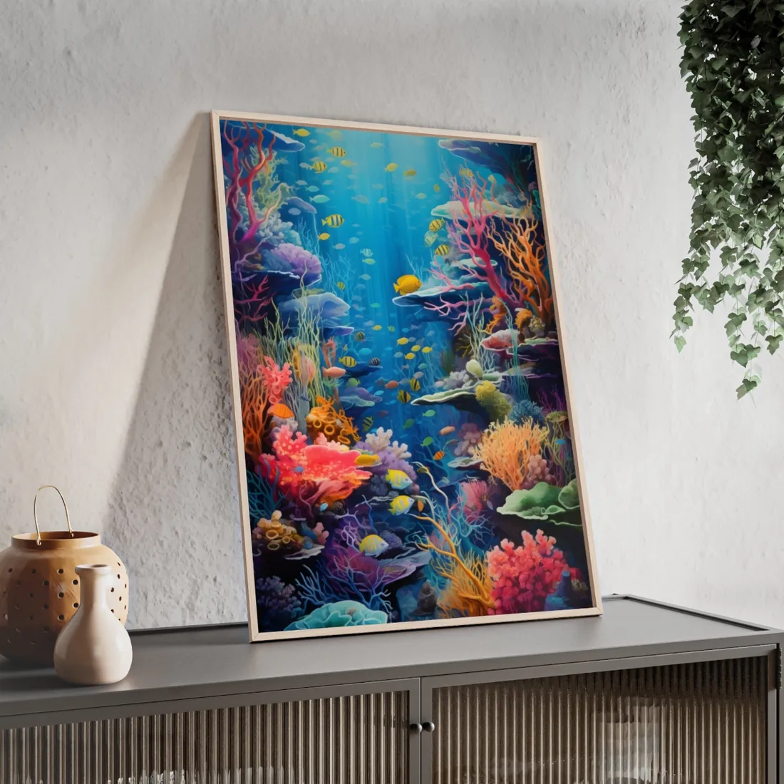 Coral Reef Sanctuary: Teeming Underwater - Framed Poster