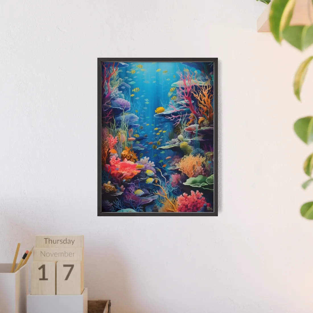 Coral Reef Sanctuary: Teeming Underwater - Framed Poster