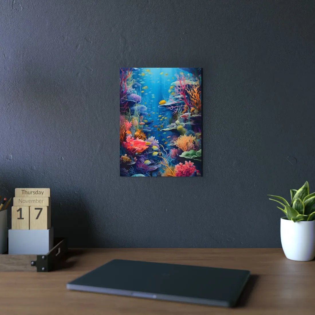 Coral Reef Sanctuary: Teeming Underwater - Metal Poster