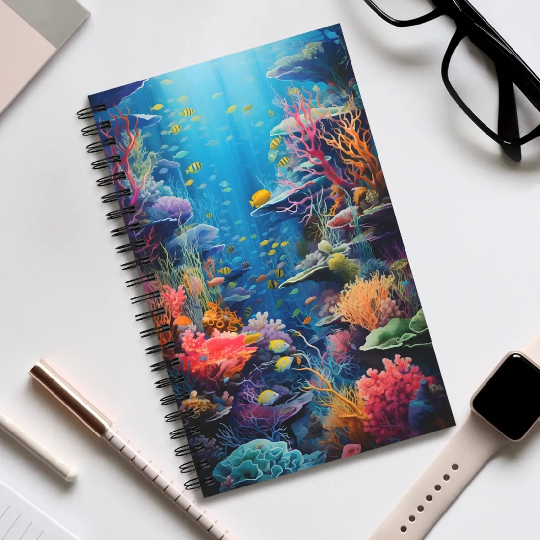 Coral Reef Sanctuary: Teeming Underwater - Spiral Notebook