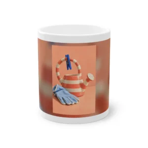 Striped Watering Can and Gloves Mug
