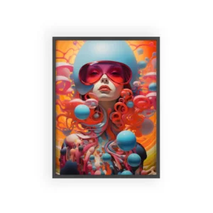Chromatic Bubble Portrait Framed Poster