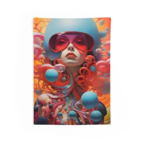 Chromatic Bubble Portrait Wall Tapestry