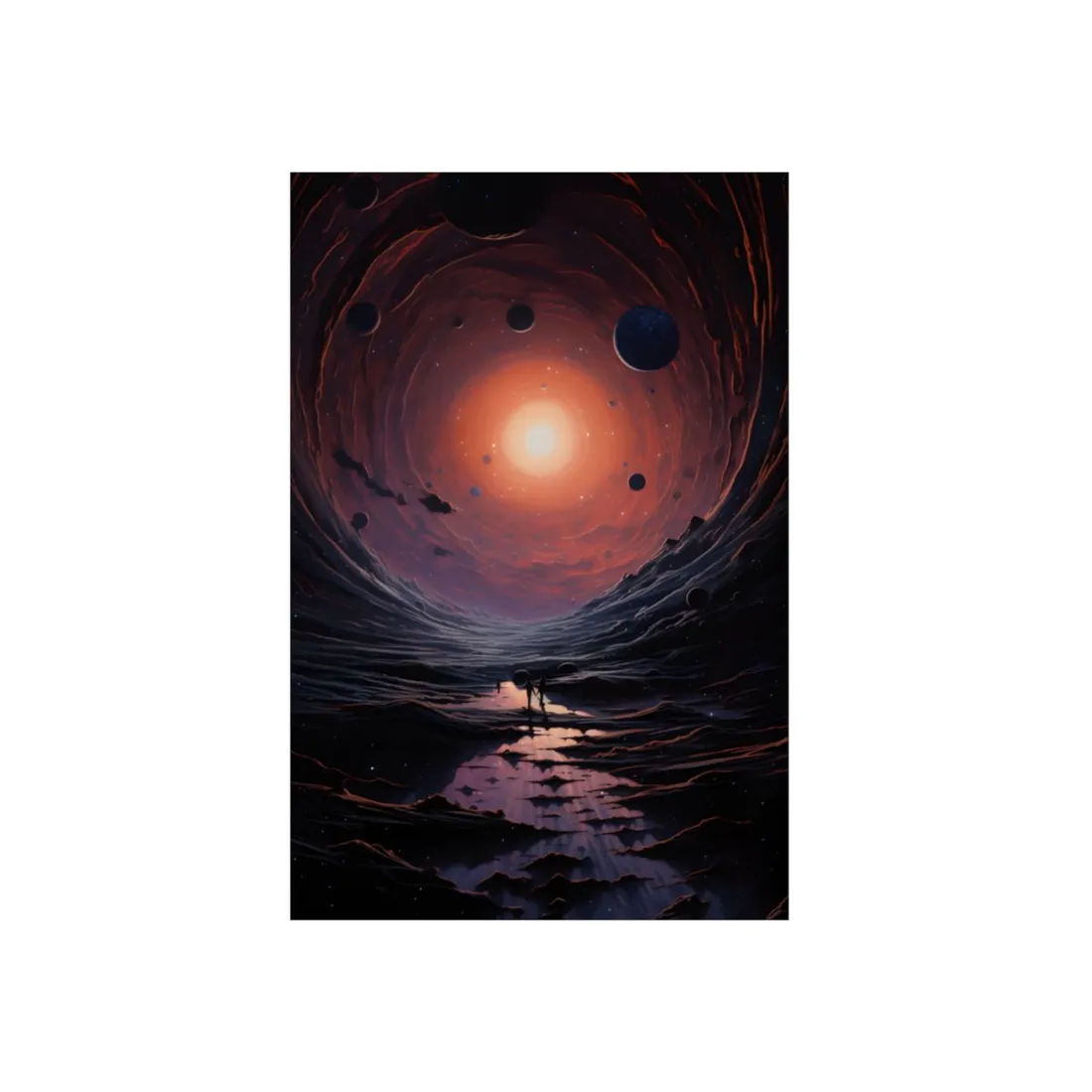 Cosmic Black Hole: A Massive Planet's Orbit in Space - Metal Poster