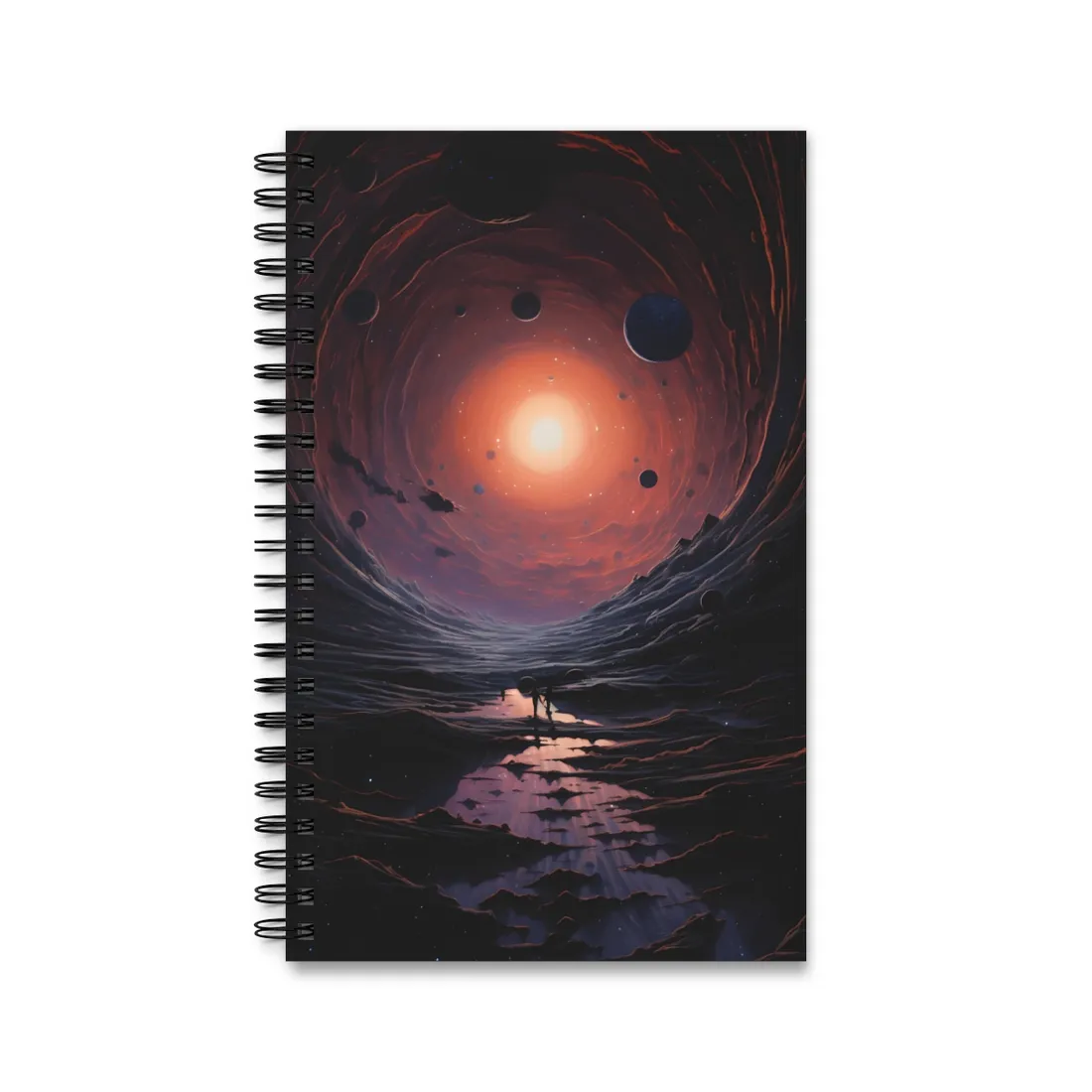 Cosmic Black Hole: A Massive Planet's Orbit in Space - Spiral Notebook