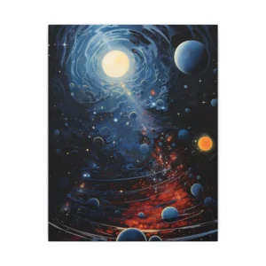 Blue Galaxy with Glowing Planets Canvas Print