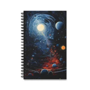 Blue Galaxy with Glowing Planets Spiral Notebook