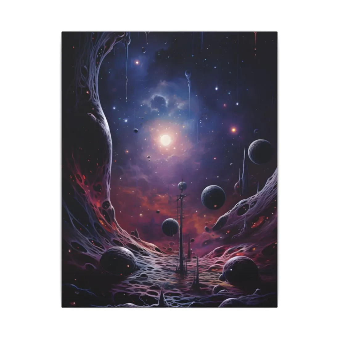 Cosmic Black Hole: Space Artwork with Planet Orbits - Canvas