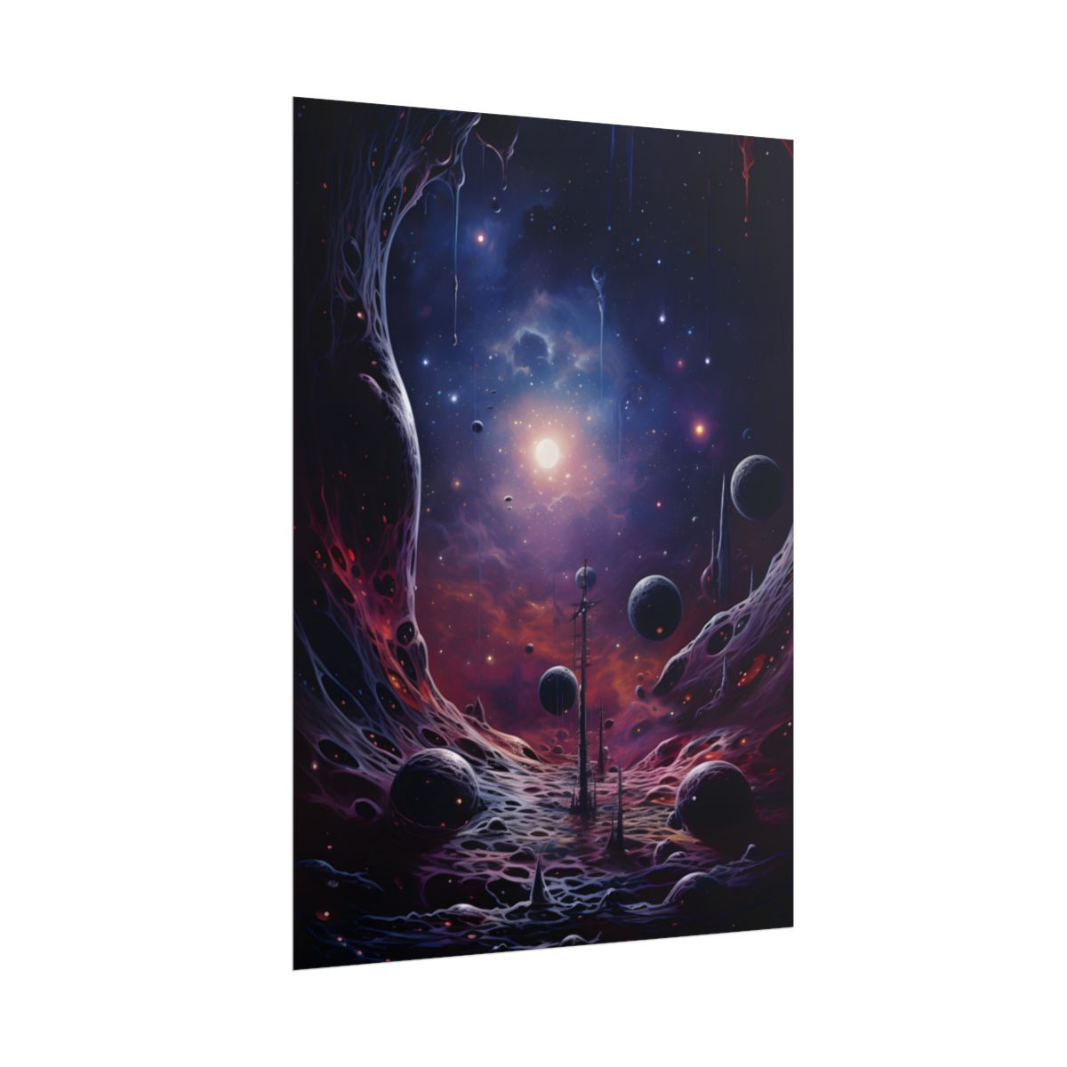 Cosmic Black Hole: Space Artwork with Planet Orbits - Poster