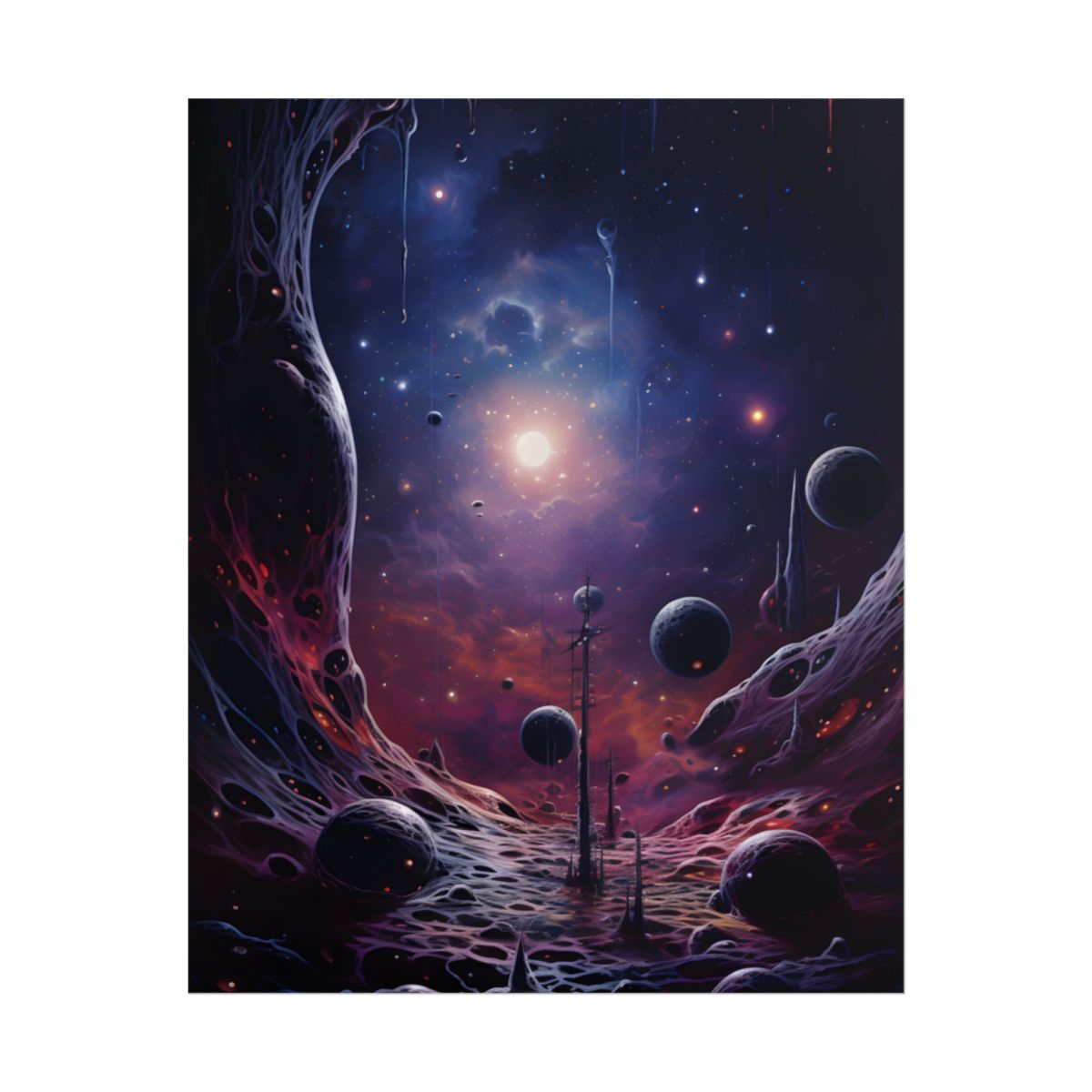 Cosmic Black Hole: Space Artwork with Planet Orbits - Poster