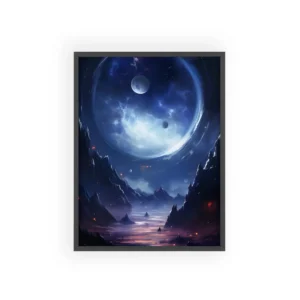 Ringed Moon over Mountains Framed Poster