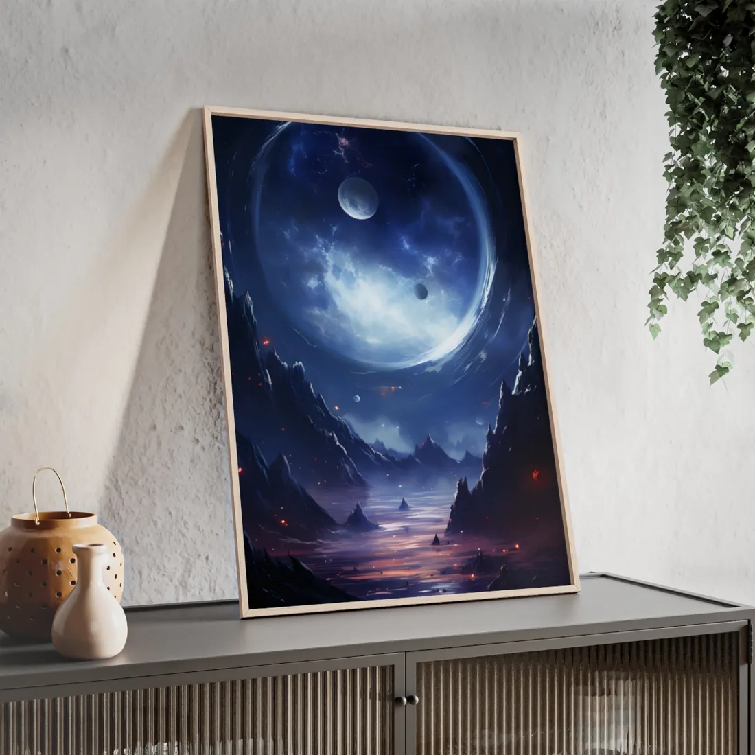 Cosmic Encounter: Black Hole Space Art - Framed Poster