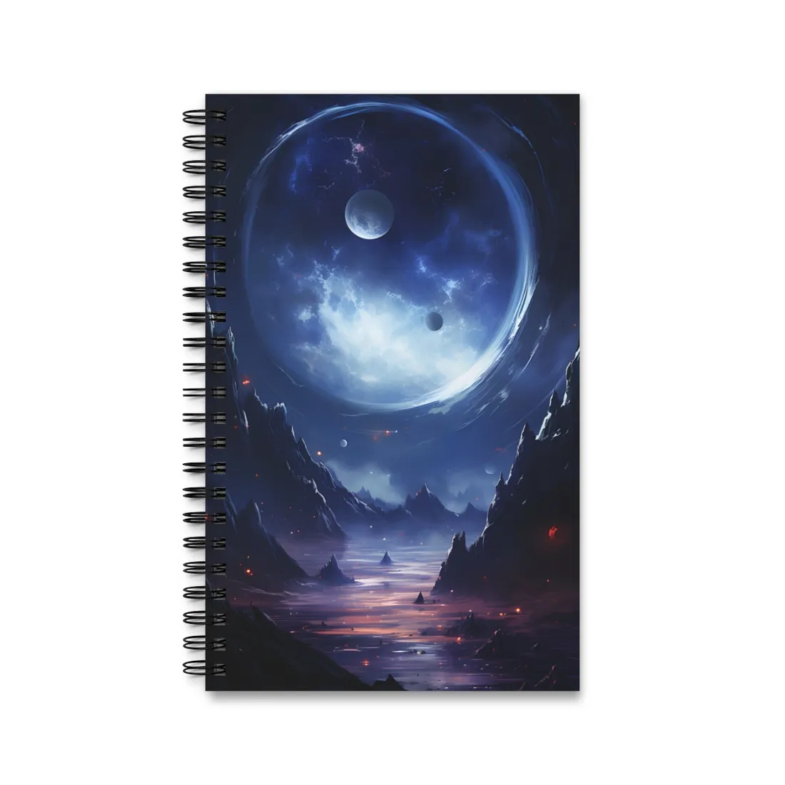 Cosmic Encounter: Black Hole Space Art - Spiral Notebook