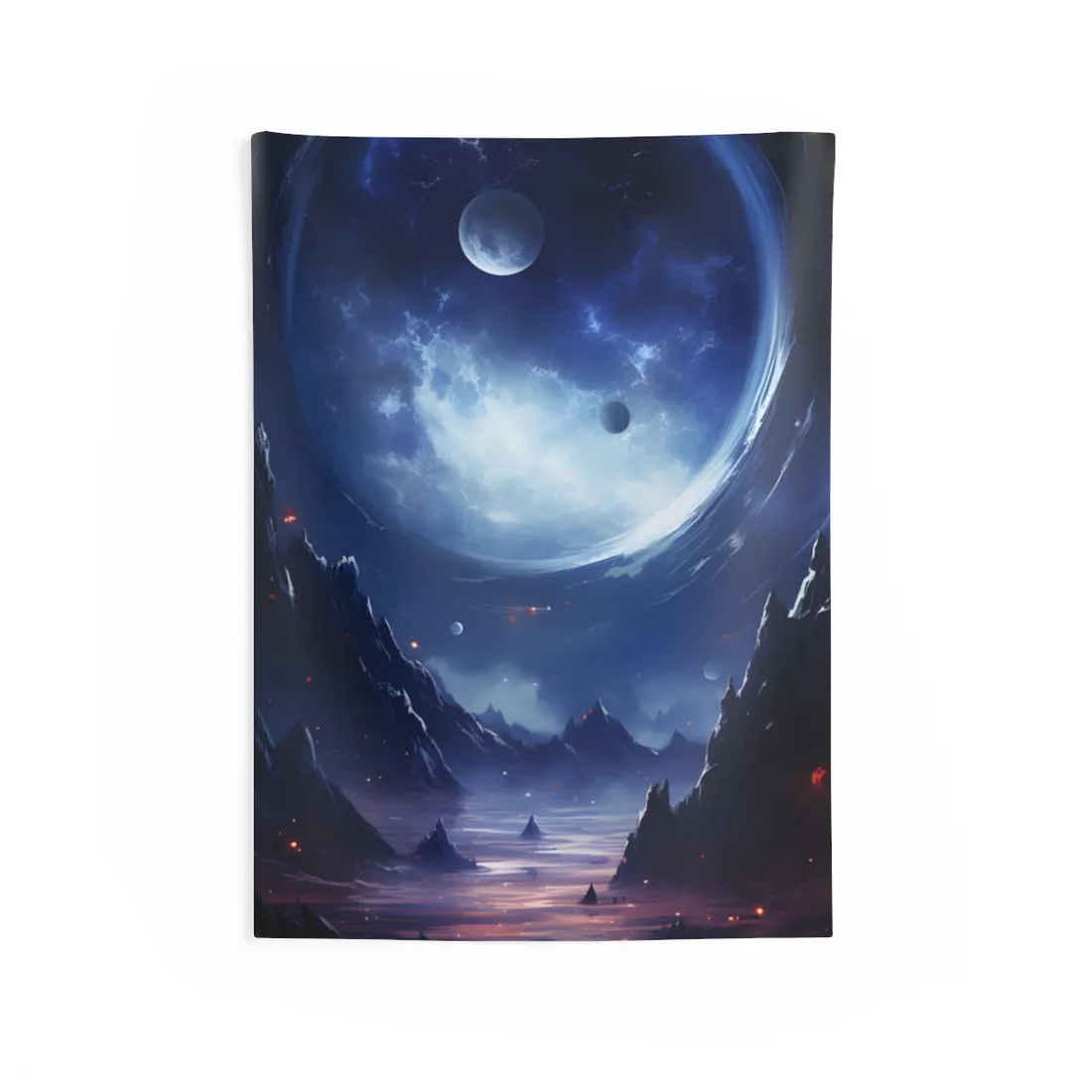 Cosmic Encounter: Black Hole Space Art - Wall Tapestry