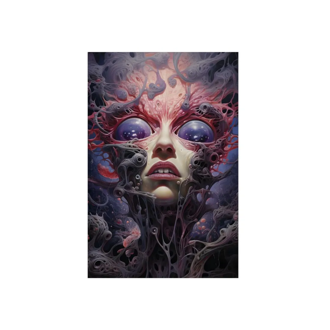 Cosmic Horror Visage: Grotesque Alien Face - Metal Poster
