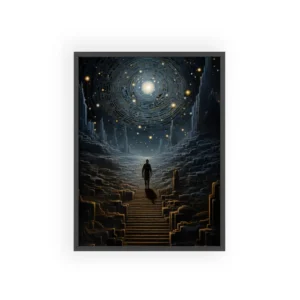 Figure on Stone Staircase Framed Poster