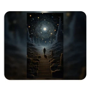Figure on Stone Staircase Mouse Pad