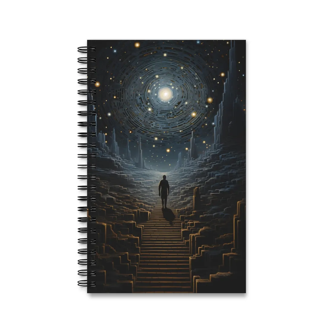 Cosmic Journey: Digital Art with Galaxy Stars - Spiral Notebook