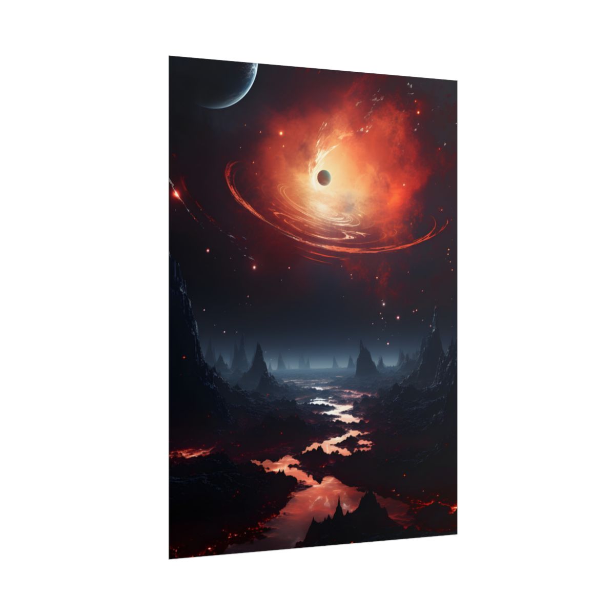Cosmic Odyssey: Black Hole and Gas Giant Planet Artwork - Poster